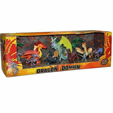 Игровой набор из 9 фигурок драконов и 2 деревьев 